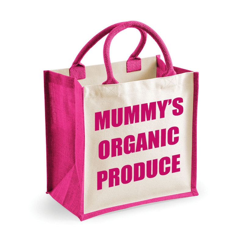 Organic Bag Shopping Bag Mummy/'s Organic Produce Medium Jute Bag Reusable Black Shopper