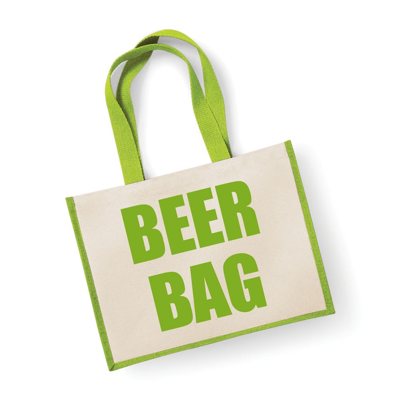 Beer Bag Shopping Bag Large Jute Bag Green Reusable Black Shopper