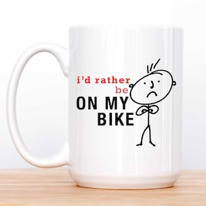 Man Mug - I&#39;d Rather Be On My Bike Cycling Mug, Big 15oz Coffee Cup for Father&#39;s Day Present, Perfect Gift for Cyclists