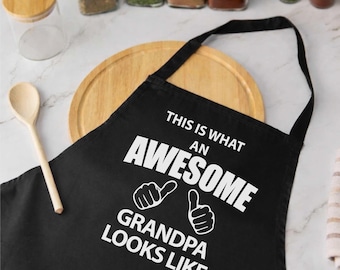 Grandpa Apron For Fathers Day, Birthday, Christmas | Cooking, Grilling, Crafting | Grandad Gift