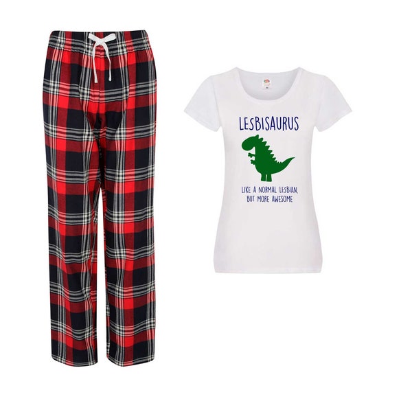 Ladies Lesbian Dinosaur Pyjamas Lesbisaurus Like A Normal Lesbian But More Awesome Pyjamas Long Length
