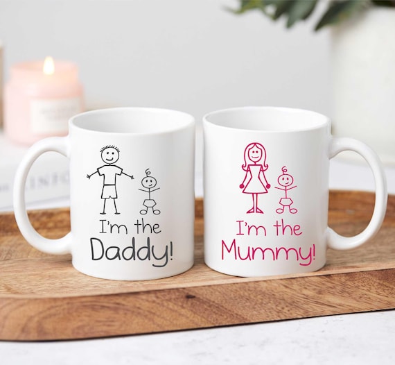 Mug Set I'm the Mummy Daddy Gift for New Parents, Pregnancy