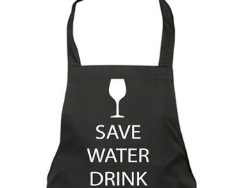 Mum Apron Save Water Drink Wine Black Apron Mothers Day Christmas Gift Idea