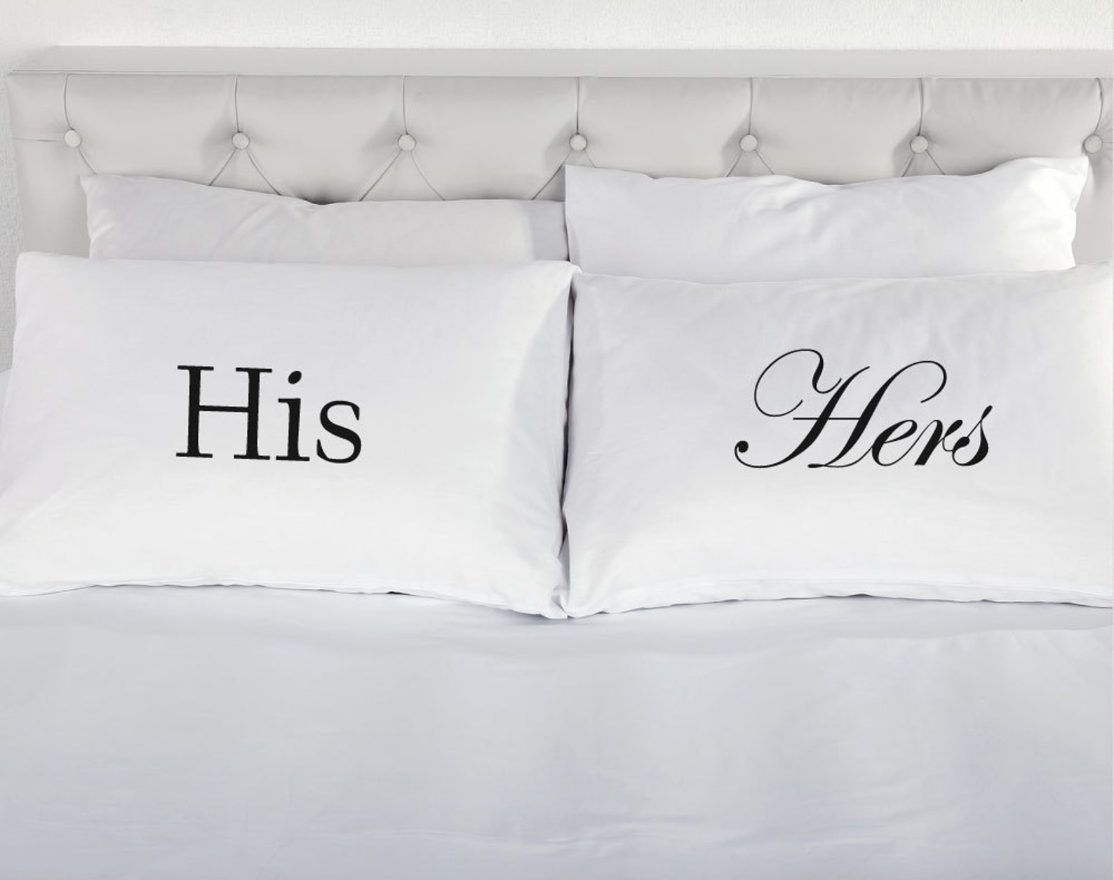 His Hers Pair Pillowcases Printed Pillow Case Wedding Etsy