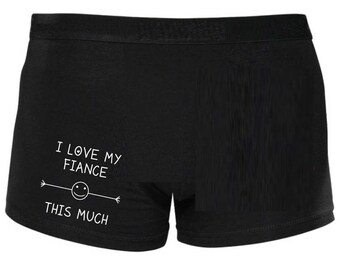 Lustige Boxer Schwarz Shorts Ich liebe mein Verlobte so viel Geschenk