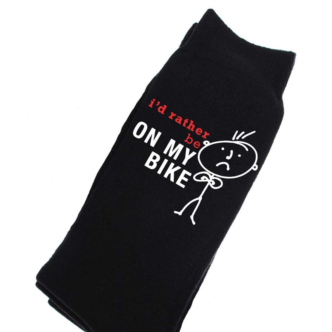 Cycling Socks Mens I'd Rather Be on My Bike Socks Fathers Etsy