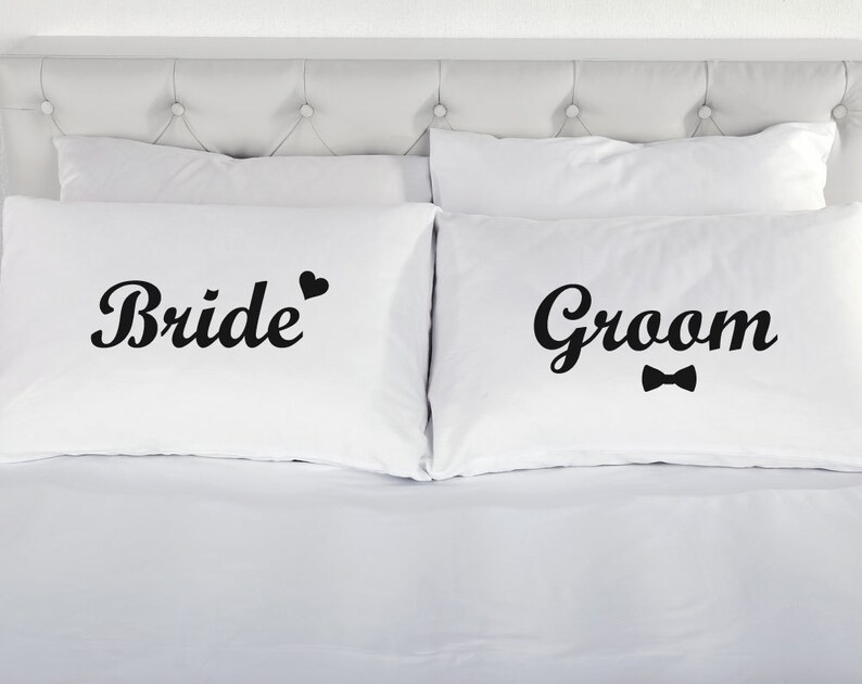 Bride Groom Pillowcases Printed Pillow Case Wedding Marriage Etsy