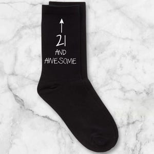 Men&#39;s Black Socks 21st Birthday Gift  21 and Awesome socks for Him Funny Birthday Present for Guys