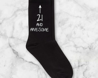 Men's Black Socks 21st Birthday Gift  21 and Awesome socks for Him Funny Birthday Present for Guys