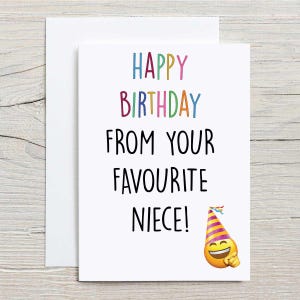 Carte de joyeux anniversaire - de votre nièce, carte de voeux pour sa journée spéciale, voeux d'anniversaire mignons et messages