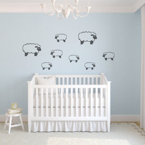 Set of 8 Sheep Wall Decal Sticker Kids Bedroom Nursery Counting Sheep Decorative Farm Animal