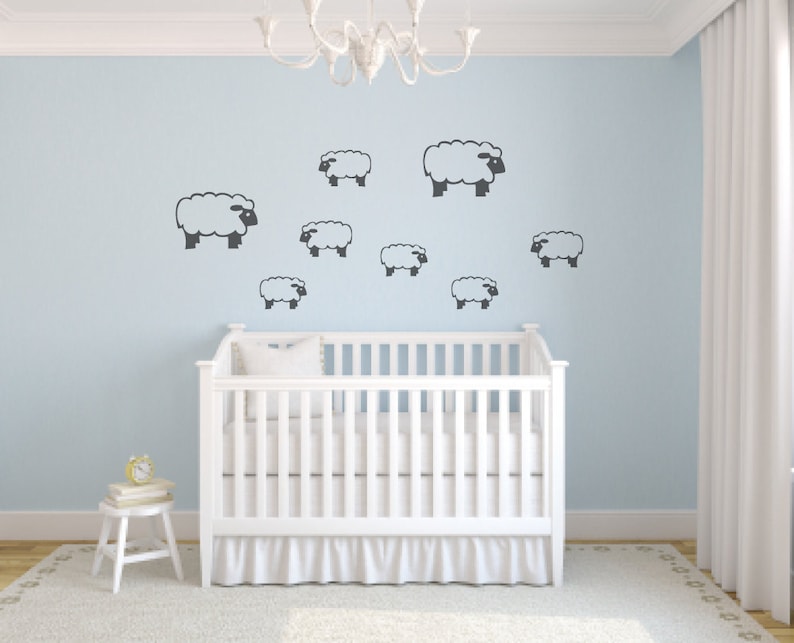 Set of 8 Sheep Wall Decal Sticker Kids Bedroom Nursery Etsy