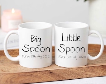 Personalisierter großer Löffel kleiner Löffel-Becher-Set - lustiges Paare Geschenk, Hochzeit, Jahrestag & Valentinstag Idee