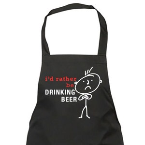 Beer Apron Mens Black I&#39;d Rather Be Drinking Beer Apron Fathers Day Birthday Christmas Gift Idea