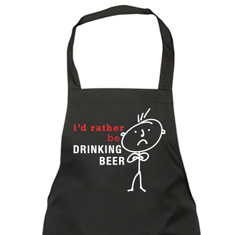 Beer Apron Mens Black I'd Rather Be Drinking Beer Apron Etsy