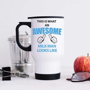 Mug - Awesome Milkman Travel Mug - Insulated Coffee Cup, Perfect for On-The-Go, Hot & Cold Beverages, Gift for Milk Lovers