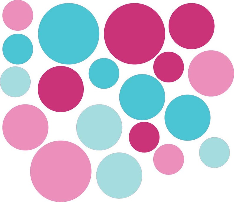 Spot Decals Pink Turquoise Aqua Polka Dot Wall Stickers Etsy