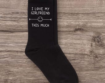 Mens I Love My Girlfriend This Much Black Socks Valentines Day Present Birthday Christmas Gift for Him