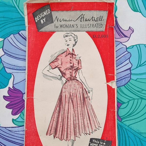 Vintage 50s Norman Hartnell for Woman's Illustrated Sewing Pattern 40" Bust