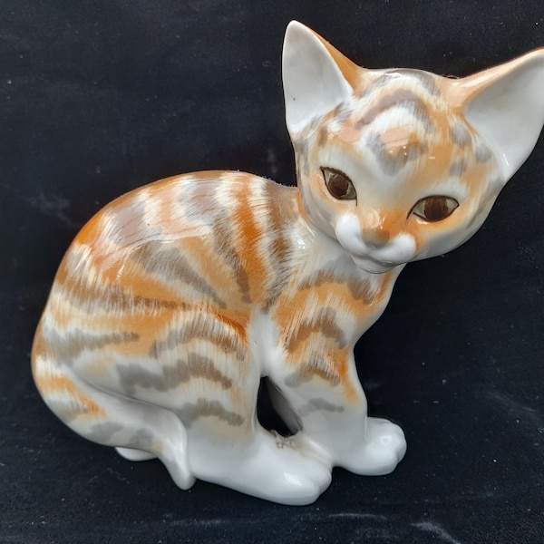 Vintage Lomonosov Pottery Ginger Kitten/Cat Figure