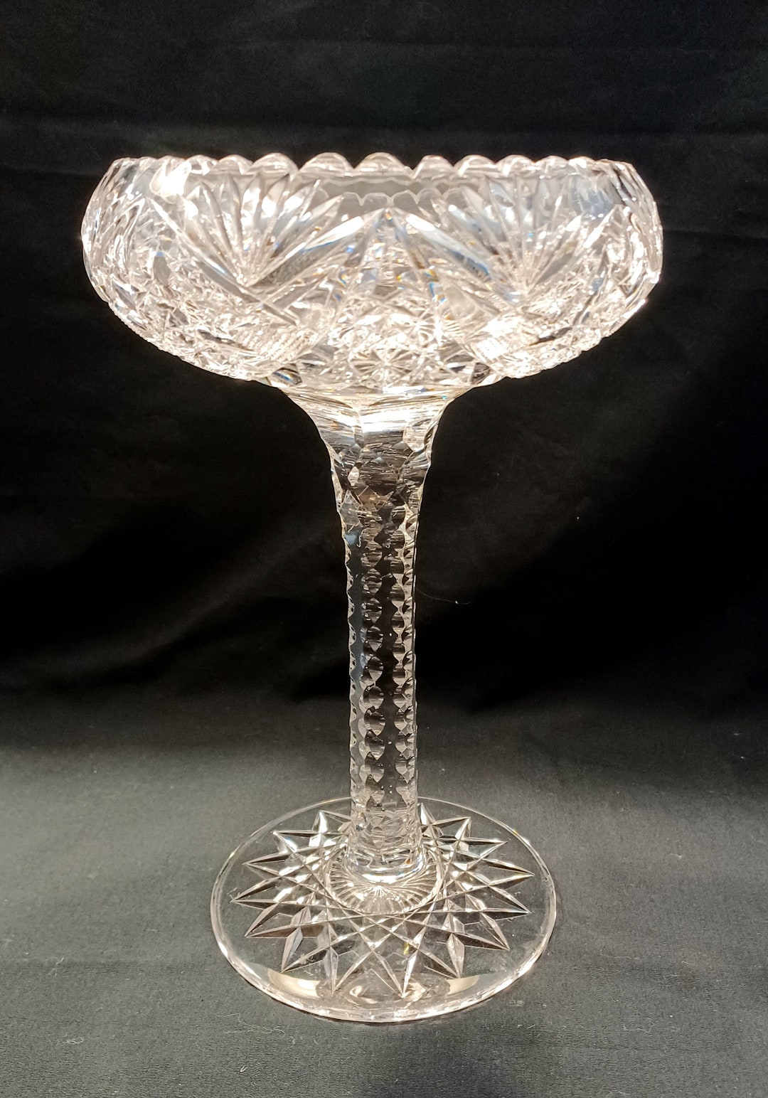 American Brilliant Cut Glass Compote Cut Crystal Compote Brilliant Cut Crystal Compote American