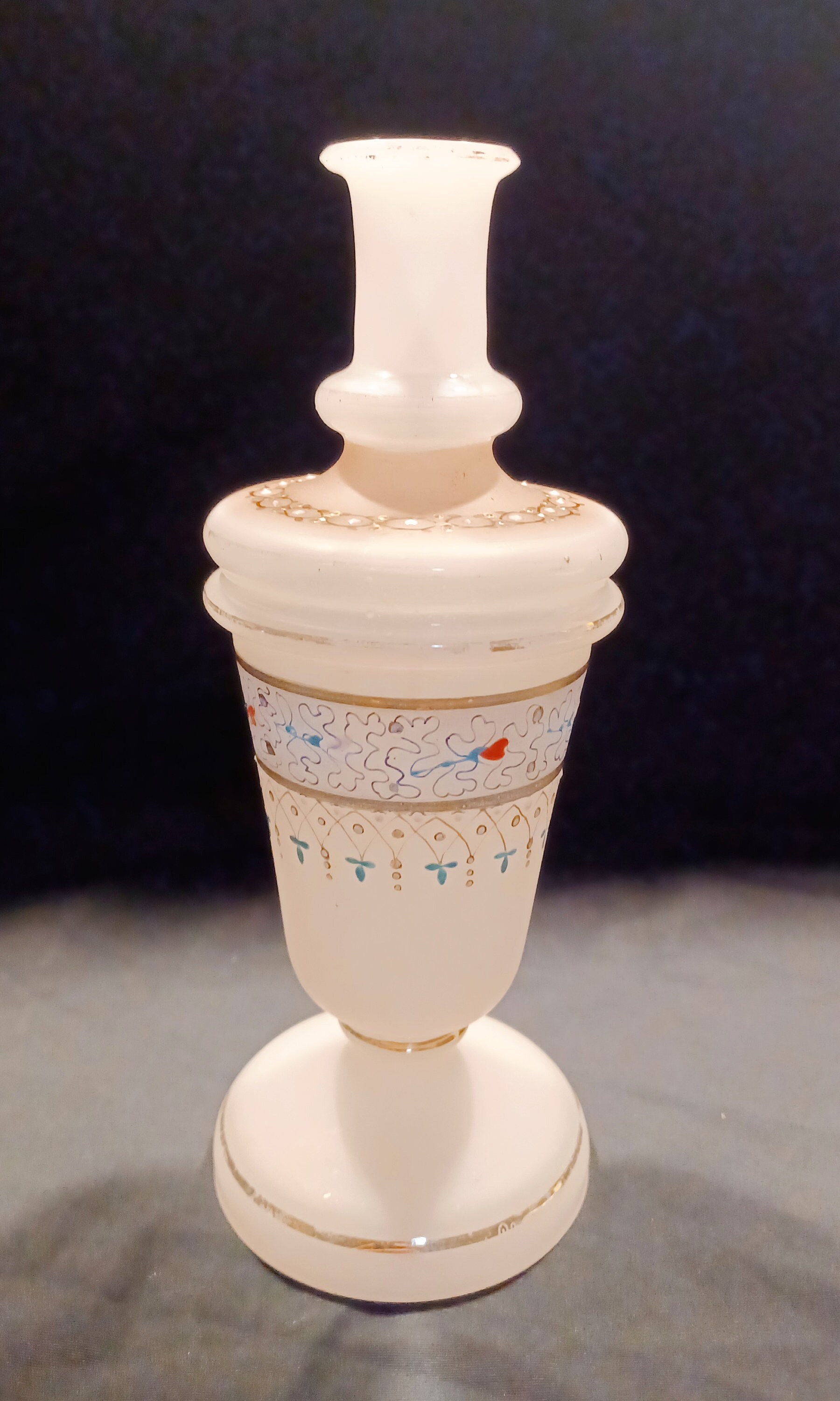 Antique BRISTOL GLASS Vase - Hand Blown, Hand-Painted Victorian Bristol Glass Vase - Circa 1800's  - 1901