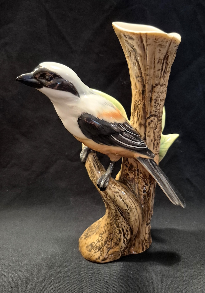 Franz Porcelain Long Tailed Shrike Bird Vase