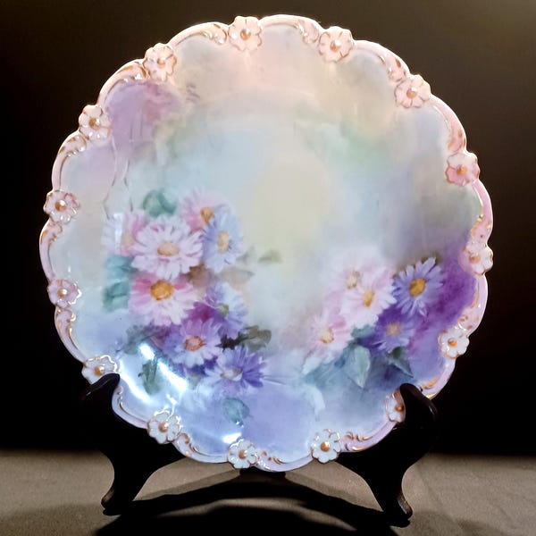Antique T&V LIMOGES (Tressemann and Vogt) Hand Painted Artist Signed Plate - Circa 1892 -1907