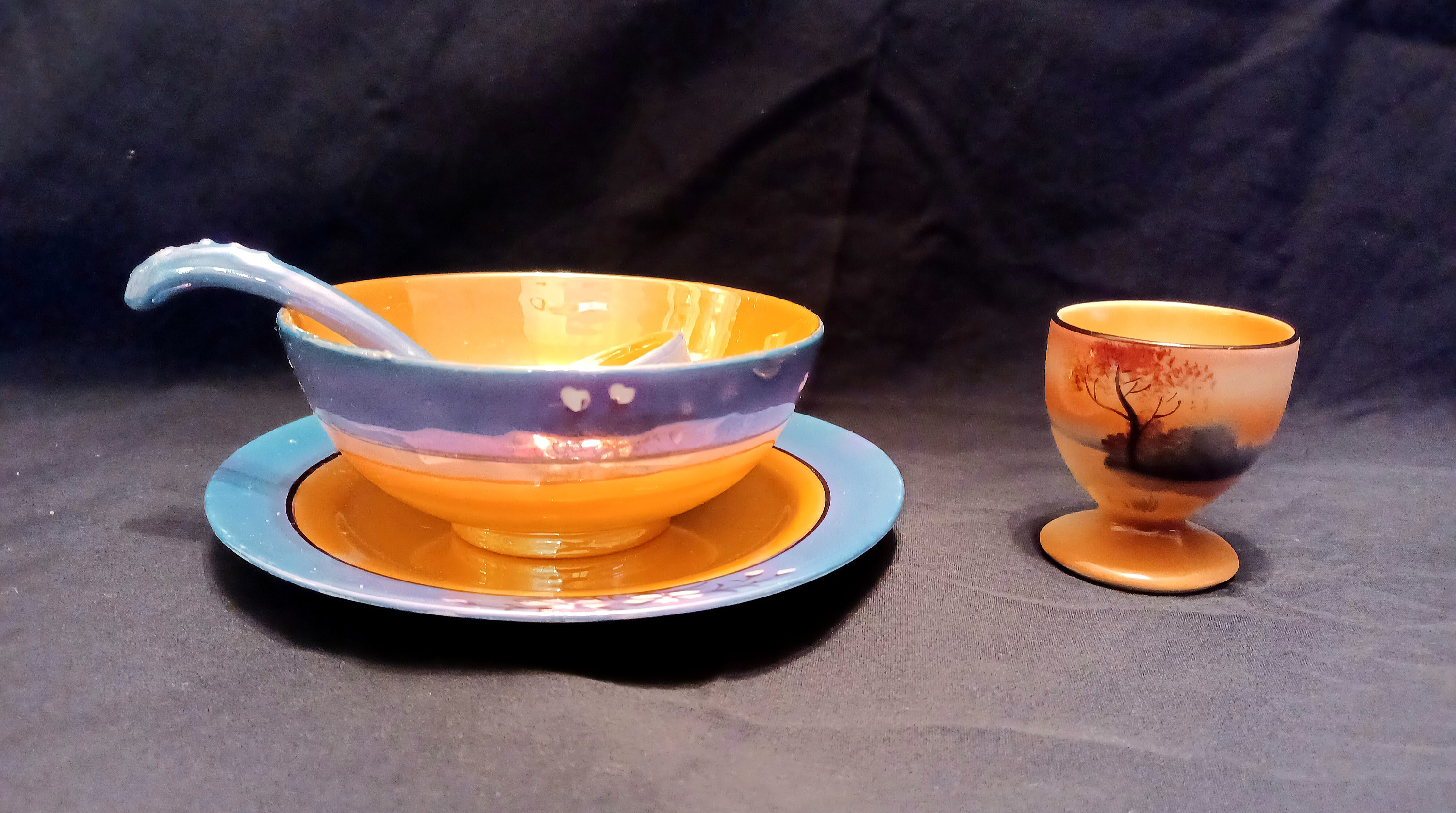 1920s Lusterware Noritake Lusterware Condiment Bowl Underplate Ladle Made In Japan Egg Cup 1920s Made In Japan Noritake
