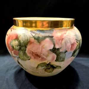D & Co. France Limoges Jardiniere - Dereelinis Co. Limoges Jardiniere - Antique Limoges Jardiniere - Hand Painted Limoges Jardiniere