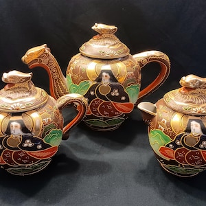 1920&#39;s Moriyama Dragonware Tea Set - Moriage Tea Set - Dragonware Moriage Tea Set - Moriage Dragonware - Moriyama Japan Tea Set