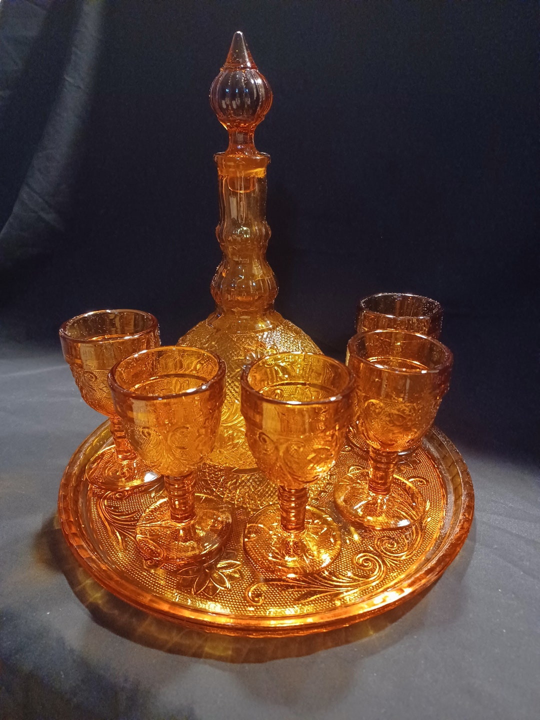 TIARA Indiana Glass Amber Sandwich Pattern 5 Wine / Etsy