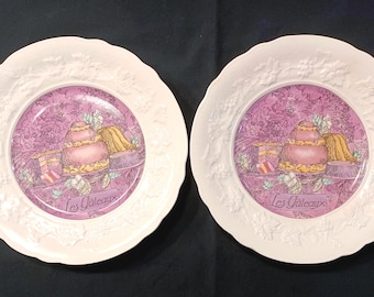 Gien La Ronde Des Fruits Salad Plates Set of 4 Vintage Made in