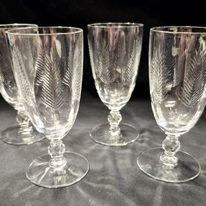 4 Tiffin Franciscan Palm Frond Crystal Cocktail / Liqueur Glasses - Discontinued Tiffin Franciscan Glasses - Cordial - Liqueur - Aperitif