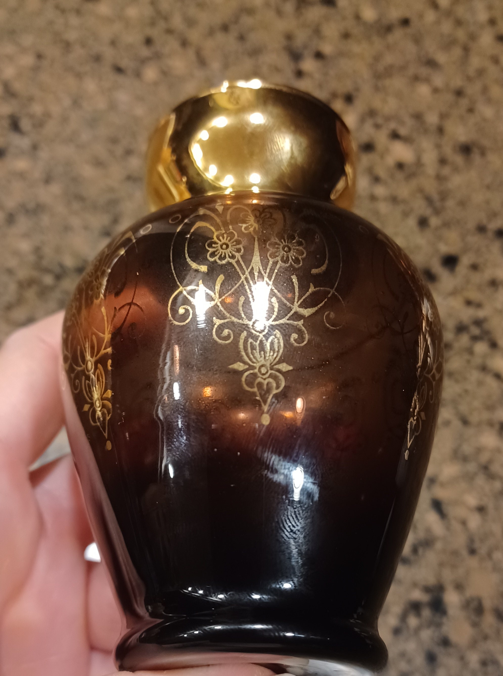 Murano Art Glass Vase/ 24K Gold Leaf/ Amethyst/ Gold