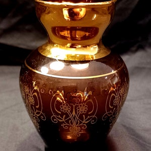 Murano Art Glass Vase/ 24K Gold Leaf/ Amethyst/ Gold Filigree/ Ferro & Lazzarini/ Italian/ Collectible/ Vintage Glass