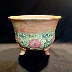 Weller Pottery - Weller Flemish Pottery - Weller Flemish 3 Footed Bowl / Planter - Antique Weller Flemish Pottery Circa 1905-1928