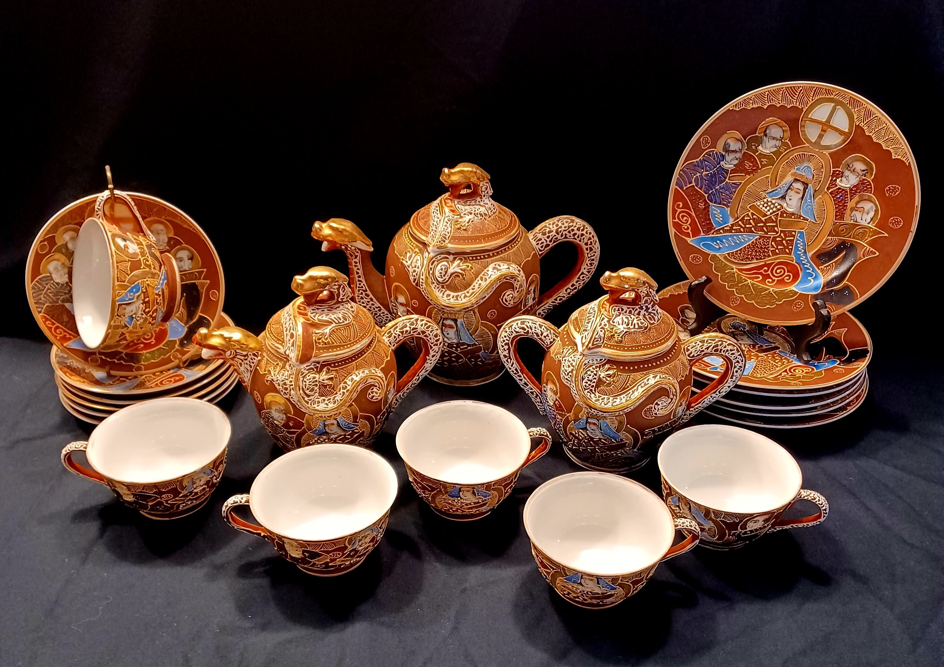Vintage Dragonware Tea Set - Dragonware - Moriage - Japanese Tea