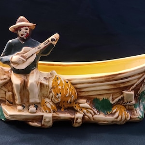 Vintage 1950'S McCoy Calypso Line Banana Boat Planter | 1950's McCoy Planter | McCoy Banana Boat | McCoy Boat Planter | McCoy Calypso Line