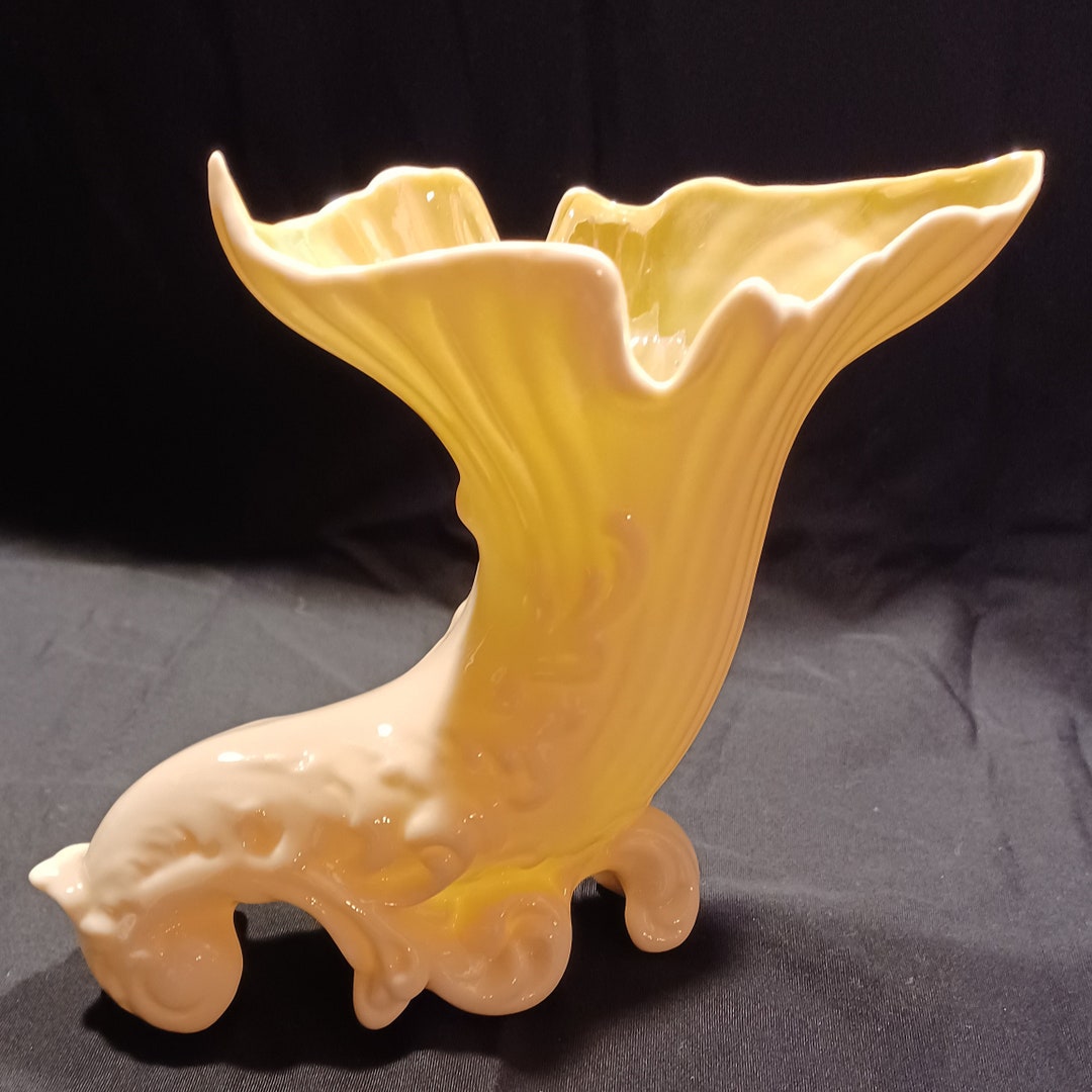 Belleek Fermanagh Cornucopia Spill Vase 6th Green Mark Etsy