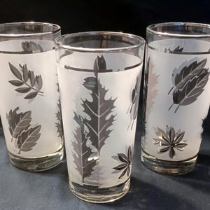 3) 12 Oz Silverlight Tumblers By Libbey Glass Company | Libbey Glass Silverlight Tumbler | MCM Libbey Silverlight Glasses | Libbey Glass