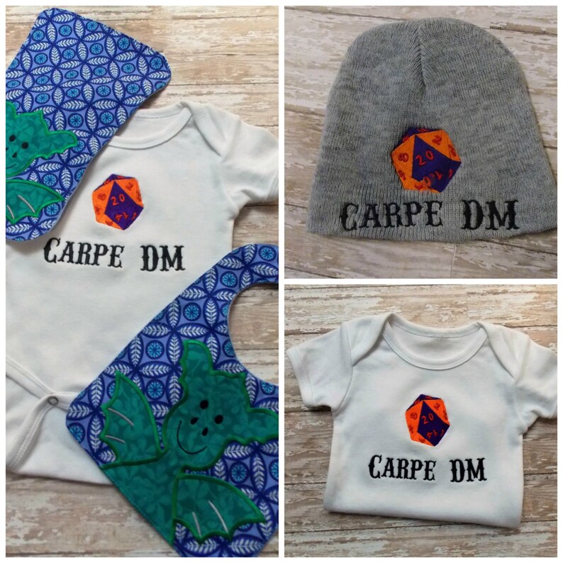 D20 Nerdy moms 20 sided die Dungeons and Dragons baby shower,Geekbait geek baby Mother of Dragons RPG baby gift set future gamer