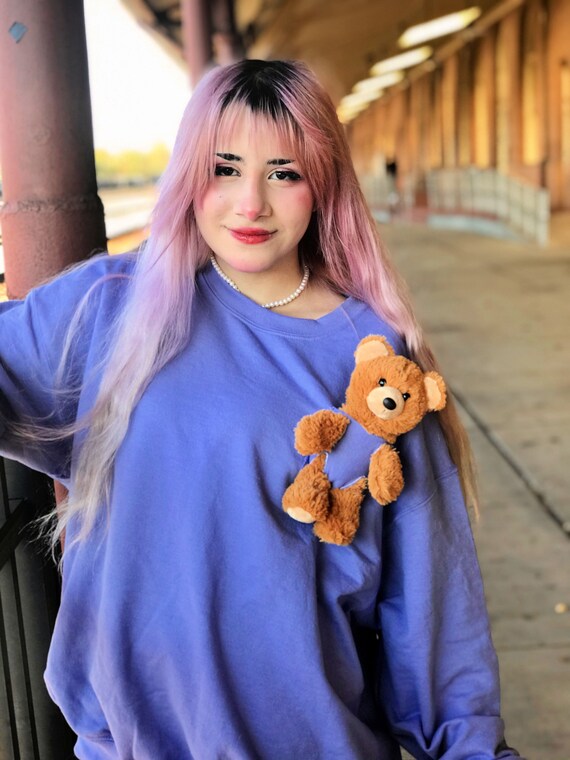 Oversized Pocket Teddy Bear Sweatshirt Kawaii Harajuku Etsy