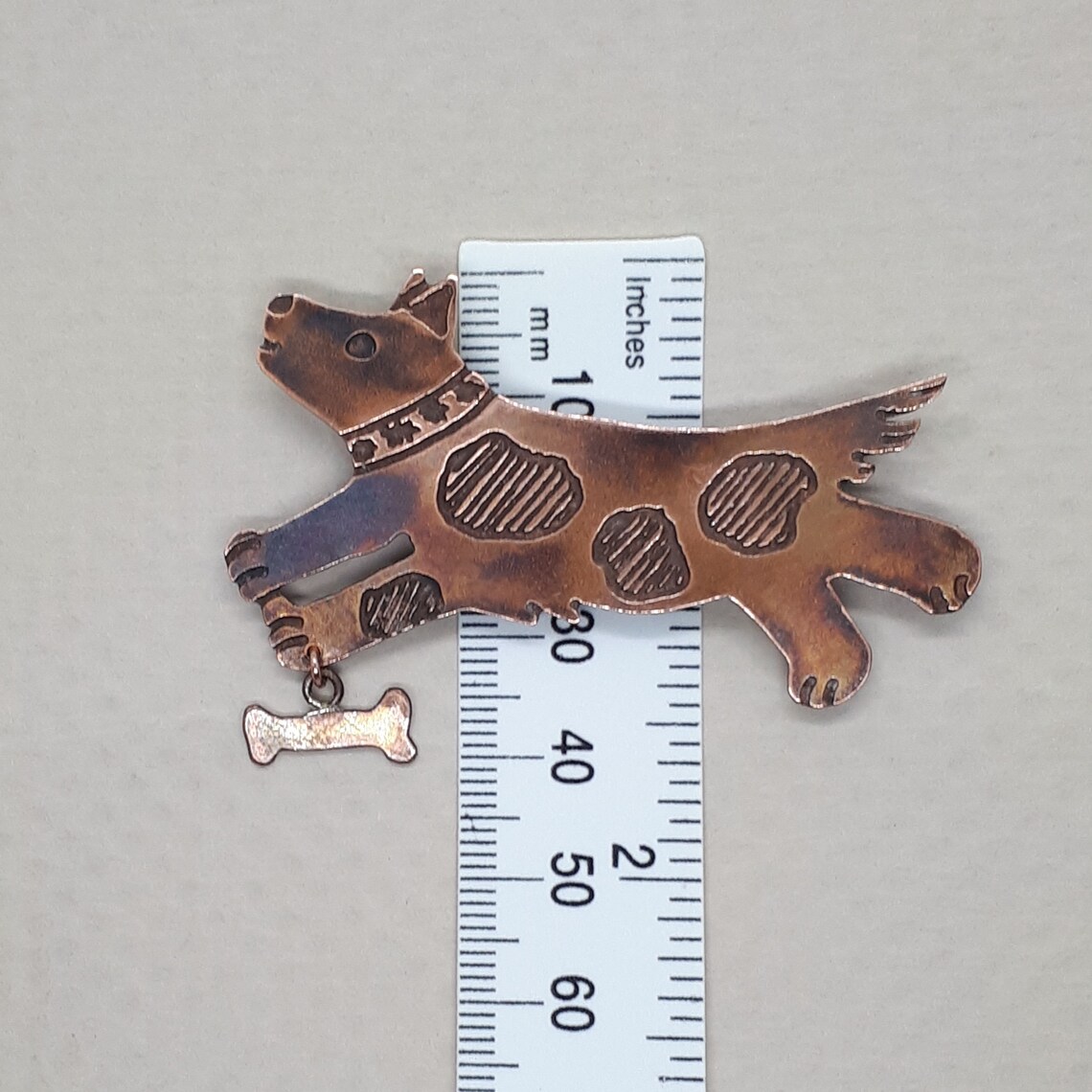 Etched and Oxidised Copper Dog Brooch Etsy UK