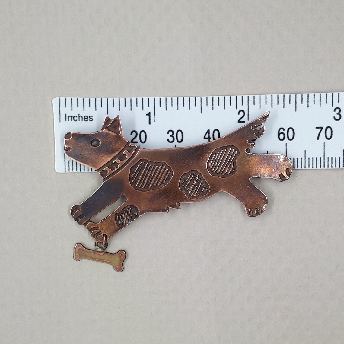 Etched and Oxidised Copper Dog Brooch Etsy UK