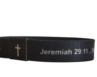 Jeremiah 29:11 Scripture Blue Elastic Fabric Christian Wristband Bracelet