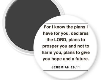 Jeremiah 29:11 Inspirational Magnet – 3 inch Round, Minimalist Design
