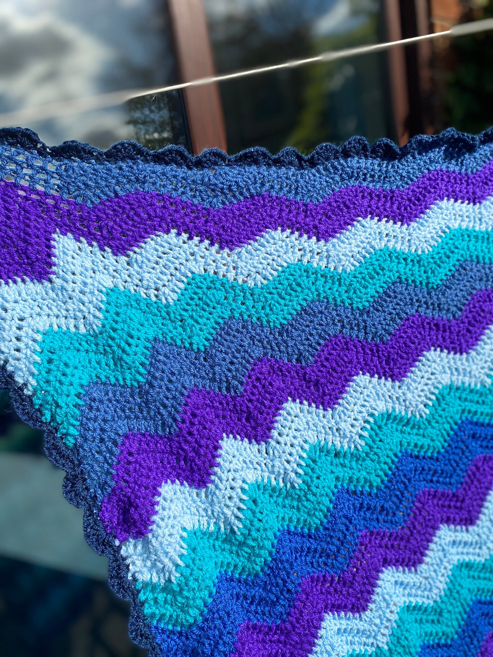 Hand crochet blanket. Crochet throw. Knee blanket. Blue Etsy