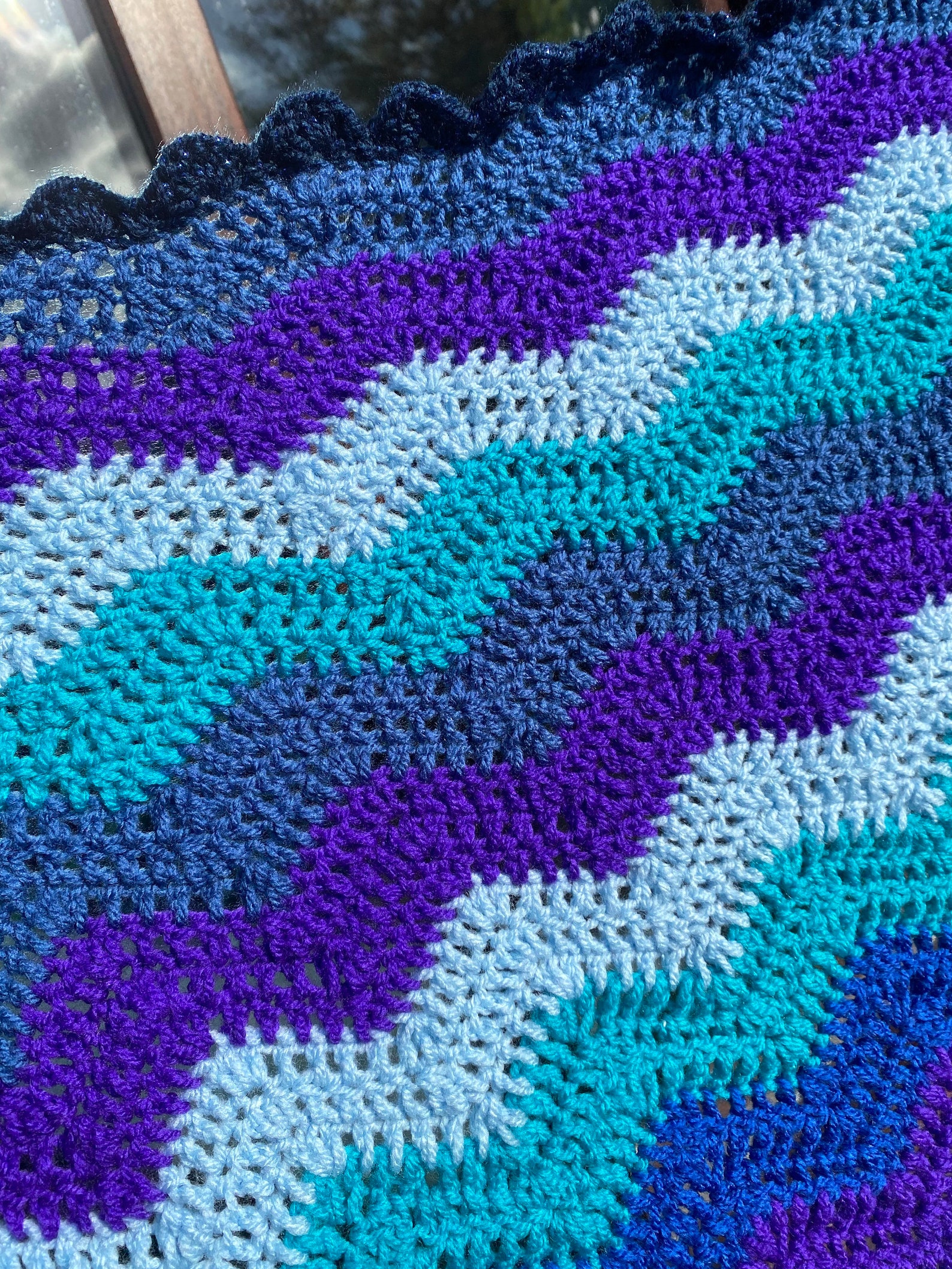 Hand crochet blanket. Crochet throw. Knee blanket. Blue Etsy