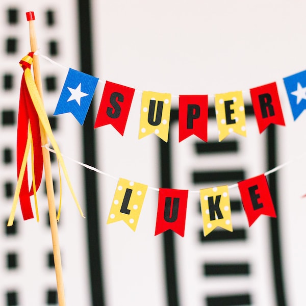 Personalized Super Hero Cake Topper - Super Hero Birthday Party Decoration - Superhero Cake Topper